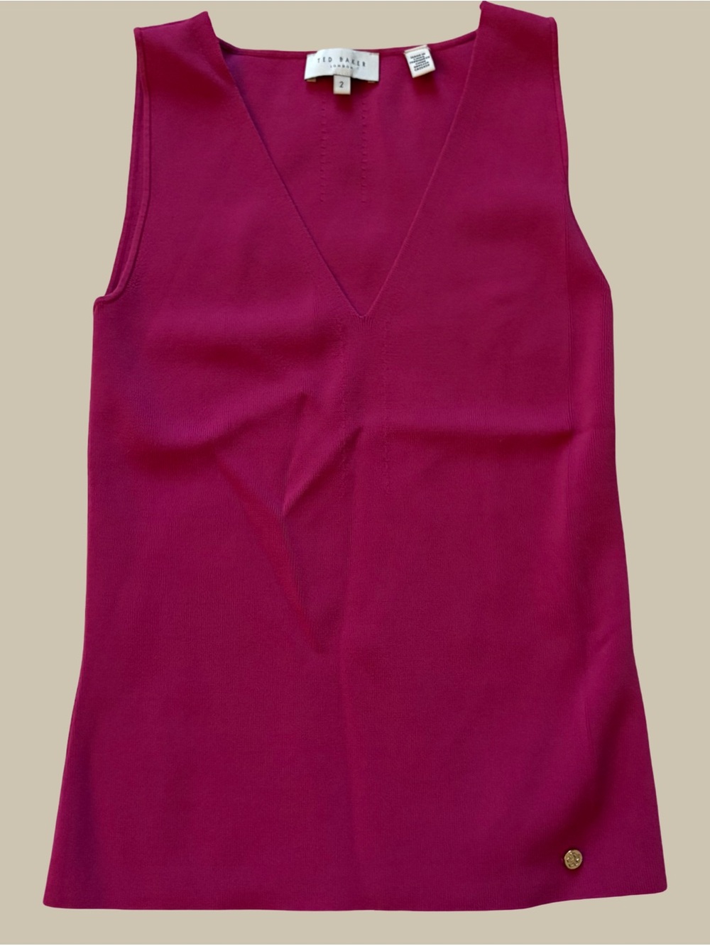 Ted Baker JOSIIY V-Neck Slim Fit Sleeveless Knit Top Hot Pink